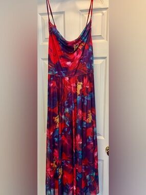 Floral Purple & Red Maxi Dress